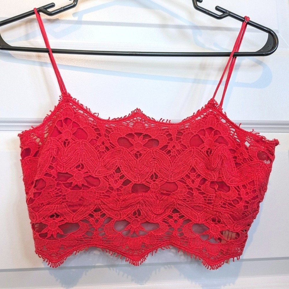 Free People FP One Athena Bralette Red Tulip